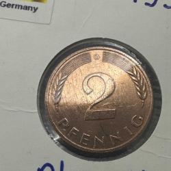 Almanya 2 Pfennig 1991 G. Bayraklı Kapamasında.