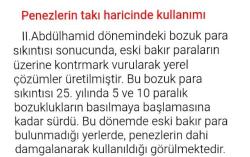 2.ABDÜLHAMİT DÖNEMİ KOTRAMARKLI PENEZ PARA