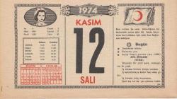 Kızılay Takvim Yaprağı - 12 Kasım 1974