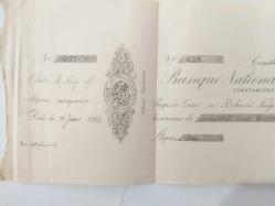 1922 Banque Nationale de Turquie  ''Türk Milli Bankası''  ( Döneminde çoğaltma, baskı imzalı SENET ) Osmanlıca ve Fransızca 2 Nüsha