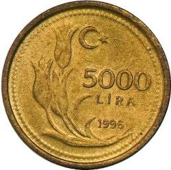 Türkiye Cumhuriyeti  1996 Yılı 5000 Lira   4573