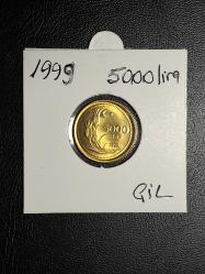 1999 YILI MADENİ 5000 TÜRK LİRASI  ÇİL  ( PİRİNÇ ) TCM 5209