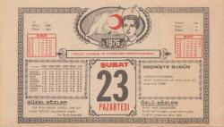 Kızılay Takvim Yaprağı -23 Şubat 1976