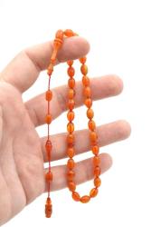 Sinan Usta Yapımı Beyzi Bilek Boy Turuncu Beyaz Sıkma Kehribar Tesbih