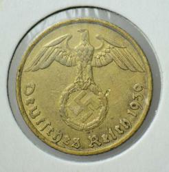 ALMANYA 5 PFENNİG 1939 A. NAZİ-HİTLER-İKİNCİ DÜNYA SAVAŞI DÖNEMİ. GAMALI HAÇ. LEUCHTTURM KAPAMADA.