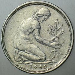 ALMANYA 50 PFENNİG 1966 J= HAMBURG DARBI.