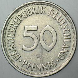 ALMANYA 50 PFENNİG 1966 J= HAMBURG DARBI.