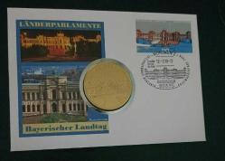 Almanya Bayerischer Lanthag (ön yüz altın arkası gümüş Kaplama) Madalya ilk gün damgalı Pullu Özel zarfında