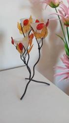 vintage metal ferforje çiçekli mumluk & 28 cm