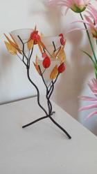 vintage metal ferforje çiçekli mumluk & 28 cm