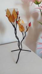 vintage metal ferforje çiçekli mumluk & 28 cm