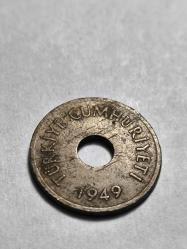 1949 Delikli 1 kuruş orjinaldir