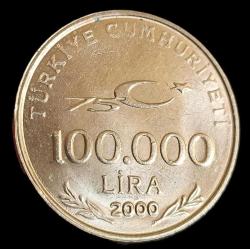 2000 100 Bin Lira Çil Cumhuriyetin 75 inci yılı
