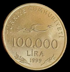 1999 Cumhuriyetin 75 Yılı 100 Bin Lira Çil