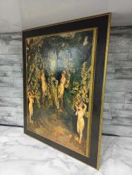 Antika Avrupa Ahşap Üzerine Muazzam Boyama Tablo