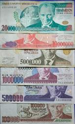 7. Emisyon  Kağıt Para Lotu Milyon Set Karışık Kondüsyondadır.