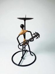 vintage gitarist temalı metal mumluk & 16 cm