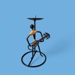 vintage gitarist temalı metal mumluk & 16 cm