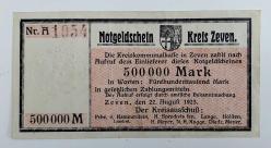 Almanya, 500.000 Mark 1923. Kartal Gofreli Kabartma-Notgeld, (ÇÇT)