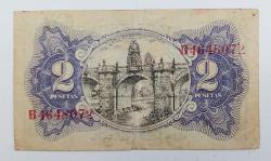İspanya, 2 Peseta 1938. Hafif Kat İzli ve Alt Kısmında Az Yırtık Mevcut. Nadir, (ÇT)