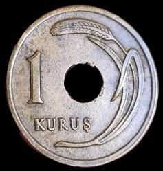 1948 Delikli 1 Kuruş Çil
