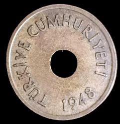 1948 Delikli 1 Kuruş Çil