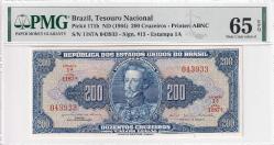 1964 Brezilya 200 Cruzeiros PMG65 ÇİL