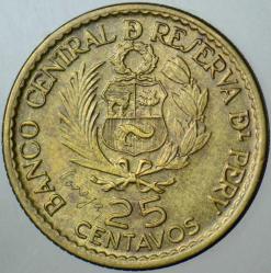 PERU 25 CENTAVOS 1965 SİRKÜLASYON HATIRA-LİMA DARPHANESİ 400. YIL.