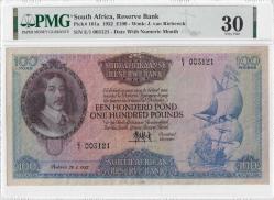 1952 Güney Afrika 100 Pounds Ultra Nadir PMG30 Çok Çok Temiz