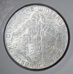 AVUSTURYA GÜMÜŞ 100 ŞİLİN 1975 HATIRA. INNSBRUCK 1976 KIŞ OLİMPİYATLARI 23.93 gr. KAPAMADA ÇİL(-)