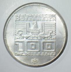 AVUSTURYA GÜMÜŞ 100 ŞİLİN 1975 HATIRA. INNSBRUCK 1976 KIŞ OLİMPİYATLARI 23.93 gr. KAPAMADA ÇİL(-)