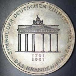 ALMANYA GÜMÜŞ 10 MARK 1991 A. HATIRA-BRANDENBURG KAPISI 100. YIL. 15,5 gr. ÇİL(-)