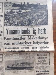 Cumhuriyet Gazetesi - 10 Ekim 1946 - iktidar bir emanettir yazan Nadir Nadi Başmakale - İngiltere'nin boğazlar için yeni notası - İngiliz notası dün size ve Sovyet Rusya'ya bildirildi - Kral Yorgi Atina'ya döndükten sonra eski Naib Damaskinos'un elini sıkıyor fotoğraf - Yunanistan'da iç harp - komünistlerin Makedonya için muhtariyet istiyorlar - Molotov'un dün söylediği nutuk - Roma'da Kanlı nümayişler - taşkışla'nın tamiri süratle ilerliyor fotoğraf - Başbakan Recep Peker Dün Ankara'ya döndü fotoğraf - yarı şaka yarı ciddi yazan Burhan Felek - genç kızlarımız neler okuyorlar Adile Ayda - İzmir'den ilk devlet yağı partisi dün geldiler - Yavuz Sultan Selim Ağlıyor yazan Feridun Fazıl Tülbentçi yazı dizisi - gerçek gazetesi davası - Türk meşhurları ansiklopedisi - Yedi lira için arkadaşını öldüren adam Yakup Korkmaz - Münir Nurettin Selçuk ve Halide Balkır tiyatrosu Çemberlitaş sinemasında - haydi çekiliyor renkli karikatür çizen Cemal Nadir - bugünkü radyo programı - Gripin