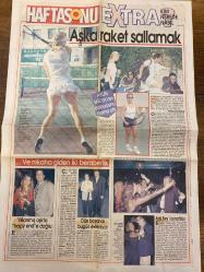 HAFTASONU GAZETESİ DOĞUM GÜNÜ HEDİYESİ - 1990’lar -SADECE 4 SAYFADIR -Hülya Avşarın Tenis oynarken fotoğrafı-Aylin Okdayın tenis oynarken fotoğrafı-Boris Kocaoğlu-Ajda Pekkan-Coşkun Sabah-Nurseli İdiz-Yalçın Doğan-Gülçin Tecil-Can Cem İsmail-Amber Resne-Nilgün Zeynep-Raik Okyar-Nilgün Dereli-Feride Donat-Sema Yurtoğlu-Sevda Sabancı-Kemal Feryal Gülman-Yusuf Kenan-Filiz Hamzalı-Nihat Özdemir-Mustafa Özkan-Nilgün Aşçıoğlu-Vehbi Koç-Savaş Ulugül-Nevin Ulugül-Barış Hasemoğlu-Rizzan-Maviş Sarıoğlu-Hande Demirkol-Altınok Esen-Amber Esen-Taner Demir-Hale Sarıoğlu-Murat Süngar-Figen Kandemir-Nimet Özatay-Erşin Faraşyalı-Hamdi Akın-Sina Mendi-Canan Köşker-Merve Köşker-Mehmet Kurt-Yaşar İkinci-Cem Boysan-Bülent Özsoy-Sinem Diril-Kadir Diril-Afife Selahattin Ayan-Cengiz Ayan  Aşka raket sallamak-Aylin Hülya’nın pabucunu dama attı-Yıllanmış aşkta happy end’e doğru-Dün boşandı bugün evleniyor-Aziz Beyi oynattılar-Sorgun’daki tatlı günler-Göz kamaştırıyor-Çok özel bir gece-Yüzükler Vehbi Koç’tan- - İdil Koleksiyon