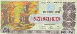 Milli Piyango Bileti 19 Ekim 1982 Çeyrek K Harfi