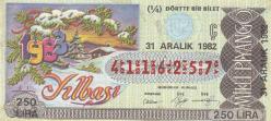 Milli Piyango Bileti 31 Aralık 1982 Çeyrek Ç Harfi