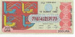 Milli Piyango Bileti 19 Şubat 1982 Yarım Z Harfi