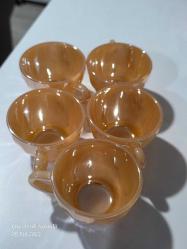 Vintage 5 li KAHVE fincanI /  Anchor Hocking MODELİ MEXİCO DAMGALI  TABAKSIZ