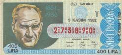 Milli Piyango Bileti 9 Kasım 1982 Tam T Harfi