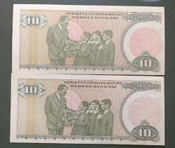 6 Emisyon B 79 10 Lira Çil (Aynı Seride uzun kaş kısa kaş farkı)