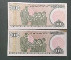 6 Emisyon C 14 Seri 10 Lira Çil (Aynı Seride uzun kaş kısa kaş farkı)