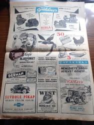Cumhuriyet Gazetesi - 11 Aralık 1951 - İşletmeler Bakanı Hakkı Gedik Dün Vazifesinden İstifa Etti - İkinci Rus Notasına Niçin Cevap Vermedik - Beyaz Sarayda Dün Yapılan Toplantı - Yeni Araba Vapurumuz Kızkulesi  fotoğraf - Belediyecilik Derneği Kongresi Açıldı - Atina Büyükelçimiz Ruşen Eşref'in Sıhhi Durumu- Afrika'dan Geliyorum 21 yazan Haldun Sel Yazı Dizisi - İnsan Hakları Ve Yıldönümleri yazan A. Adnan Adıvar - 2000 Yılın Sevgilisi Yazan Refik Halid Karay - 1951 Nobel Mükafatları - Paris'te 6000 Arap Tevkif Edildi -  politika ve iş yazan Burhan Felek - Kore savaş birliğimizin eski komutanı tümgeneral Tahsin Yazıcı Ankara'da - Üçüncü Kore Kafilesi İle Yurda Dönen Kahramanlar - İki Sergi Yazan Güvemli - Sormagir Tuluat oyunu Muammer Karaca maksim'de - İngiltere'de Profesyonel Futbol Endüstrisi - Borsa - Köy Düğünleri İçin Tedbir Alındı - Yeni Ses Opereti Guguk 50. Temsil -Chevrolet Pikap Volvo T31 Traktör - şehir komedi tiyatrosunda Dimyata giderken oyunu - dans kraliçesi filmi