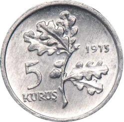 Türkiye Cumhuriyet 1975 Yılı  5 Kuruş  ( 6527)