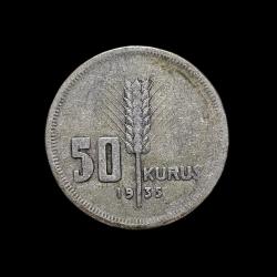 1935 50 Kuruş KM#865 Gümüş
