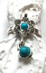 YÜZÜK TURKUAZ TAŞLI 6 AD KRİSTAL TAŞLI SALLANTILI YÜZÜK