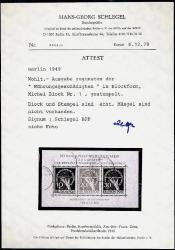 Berlin, 1949,  Berlin Para Birimi Mağdurları için [Mi.Nr:DE-BE BL1], Otantik Damgalı / Ekspertiz Belgeli, Katalog Değeri: 2500,00€