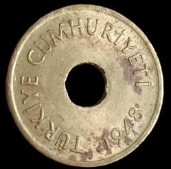 1948 Delikli 1 Kuruş Çil