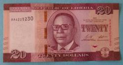 LİBERYA=2022  20 Dollars  P-39   ÇİL'