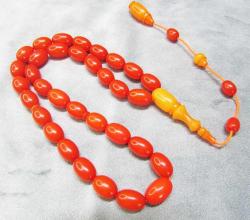 İMAME TraŞLı DİK DaMaR OSMANLI BeNZeTMe 33 LüK SIKMA KEHRİBAR TESBİH.......8x12mm USTA İMZALI