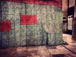 KABRİ ŞERİF RAVZA İ MUTAHHARA ÖRTÜSÜ. YEŞİL ÖRTÜ ÜZERİNE TEL KIRMA APLİKE. ÇOK NADİR.